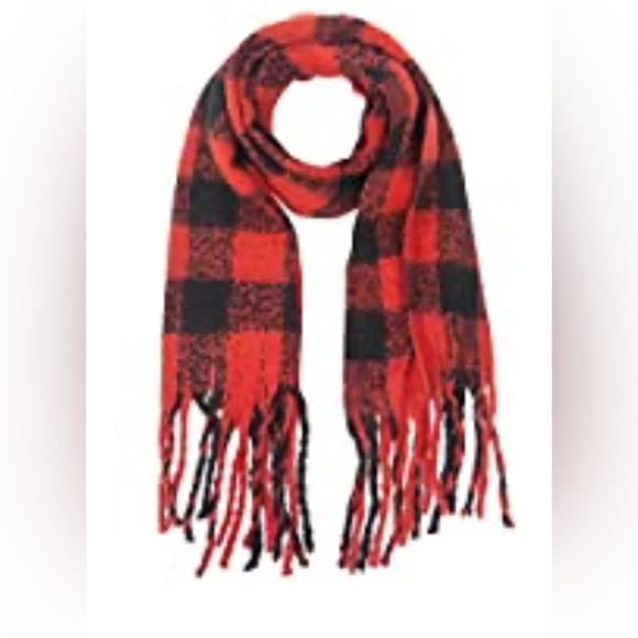 MissShorthair Women's Warm Scarfs Long Plaid Soft Scarves Oversized Red/Black - Picture 1 of 1